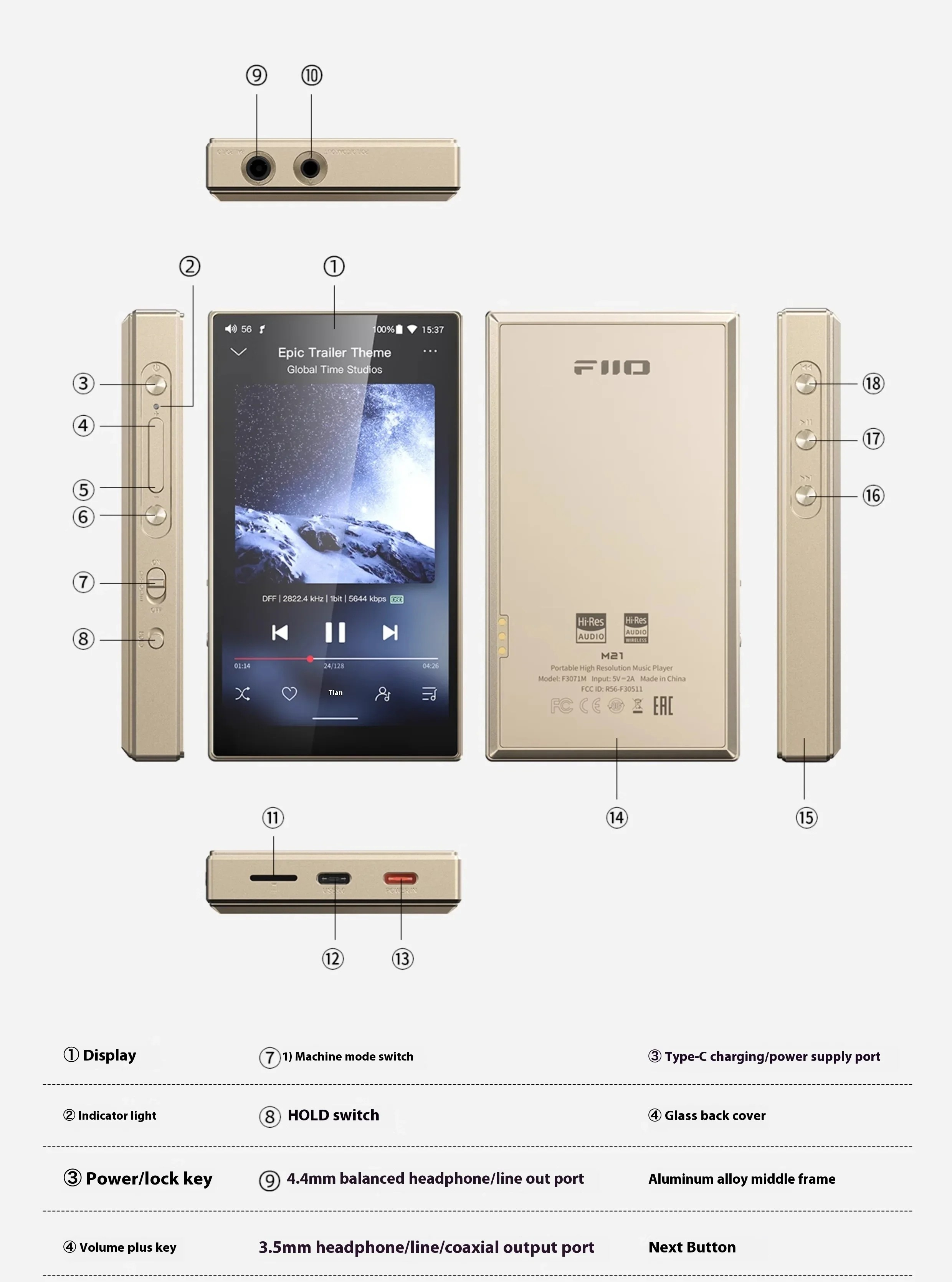 FiiO M21 | Titanium Gold | HL02627.1